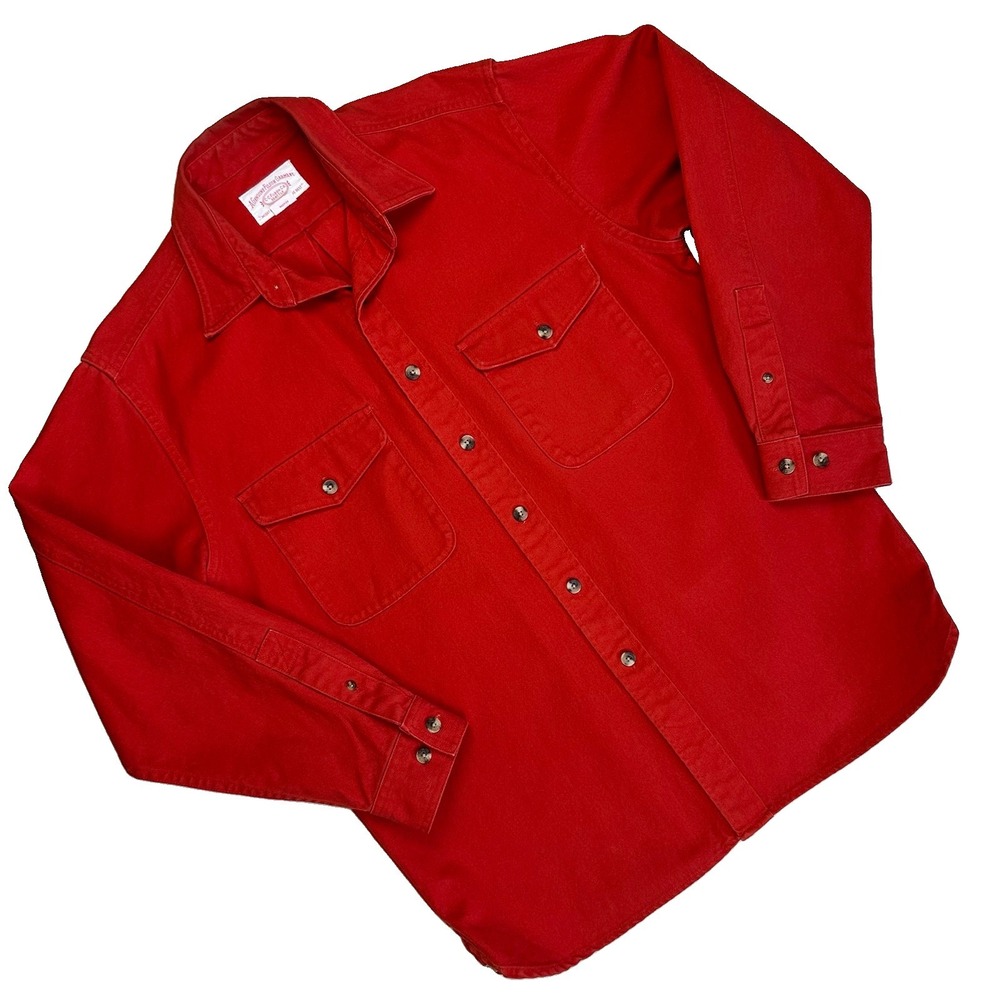 CC Filson Duck Canvas Button Up Shirt Heavyweight Work Field Shacket Men M Red